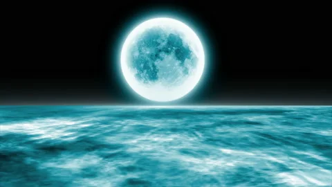 The full moon over the waves abstract Stock Footage 164062517