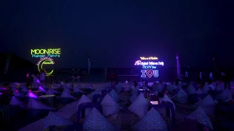 Full moon party, Haad Rin, Koh Phangan island Stock Footage 296386424