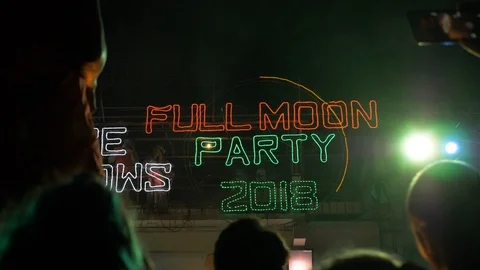Full Moon Party Sign Stock Footage 120546070