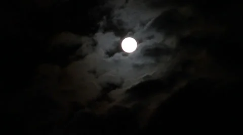 Full Moon with Passing Clouds Stock Footage 24010070