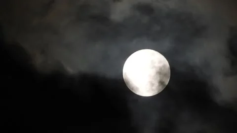 Full Moon phase between cloud Stock Footage 204058286
