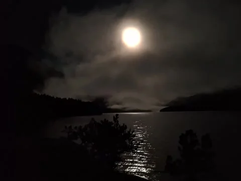 Full Moon Reflecting on Lake Video stock 292812029