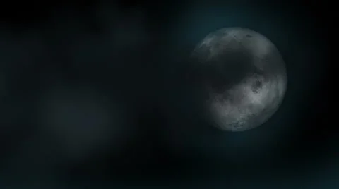 Full Moon Revealed Above a Cloudy Night Sky Loop Stock Footage 48975231