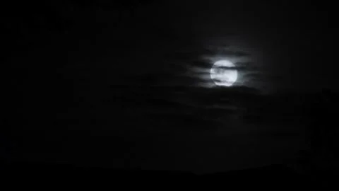 Full Moon Rise Through Clouds Stock Footage 240599185