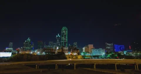 Full Moon Rises over Downtown Dallas Stock Footage 65450356