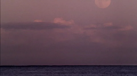 Full Moon Rises over Ocean HD Stock Footage 532023