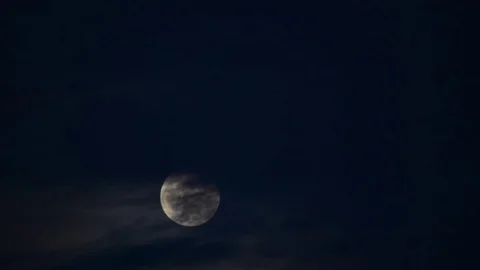 Full Moon Rising Behind Dark Clouds - Beautiful Real Time Video stock 85302103