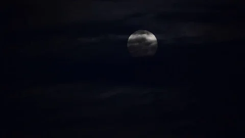 Full Moon Rising Behind Dark Clouds - Beautiful Real Time Video stock 85302353