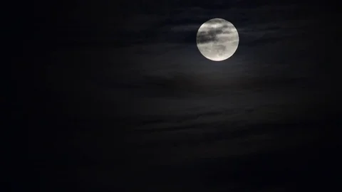 Full Moon Rising Behind Dark Clouds - Beautiful Real Time Video stock 85302464