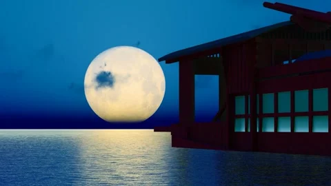 The full moon rising in the sky during the Mid-Autumn Festival Stock Footage 259447221