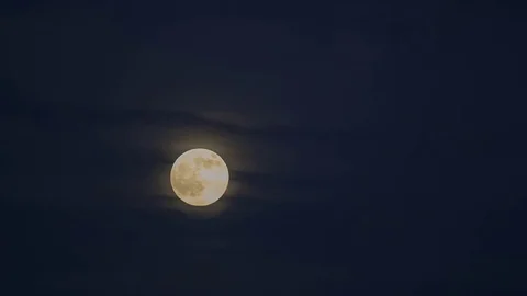 Full Moon Rising Through The Clouds Timelapse Stock Footage 82263760