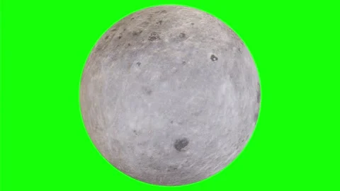 Full Moon rotating isolated on green matte background. Satellite with detail sur Stock Footage 265149737