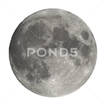 Full moon seen with telescope isolated over white Stock Photos