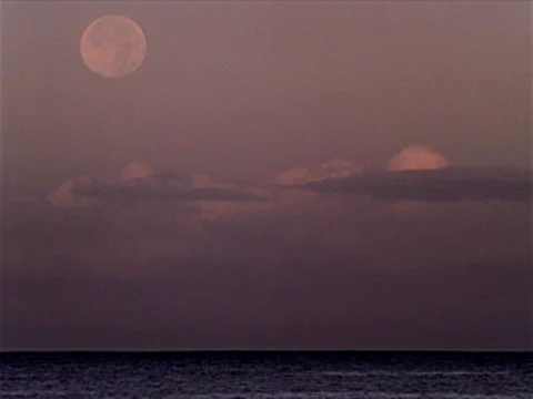 Full Moon Sets over Ocean 320x240 Stock Footage 532006