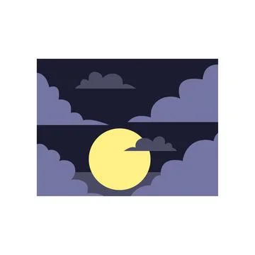 Full moon shining through dark night clouds Stock Illustration