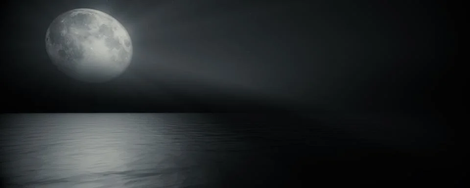 Full moon in the sky background reflection in the sea ocean water. 3D render Stock Illustration