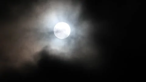 Full moon in the sky with clouds at night 4k video Stock Footage 259946896