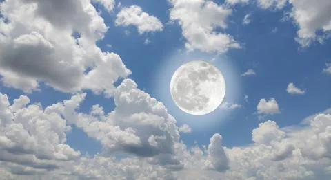 Full Moon in the sky with clouds Stock Photos