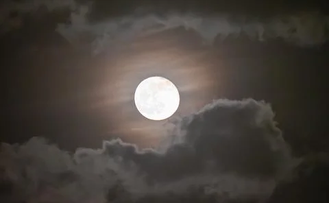 Full moon in the sky with clouds Stock Photos