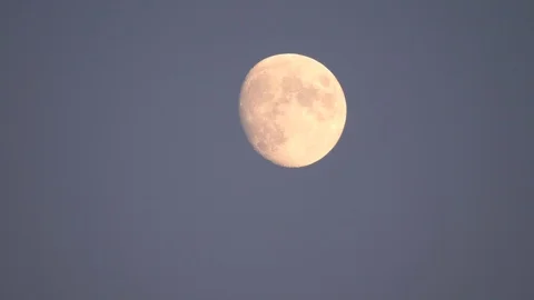 The full moon in the sky moves across the horizon. Close-up moon, craters Stock Footage 122285774