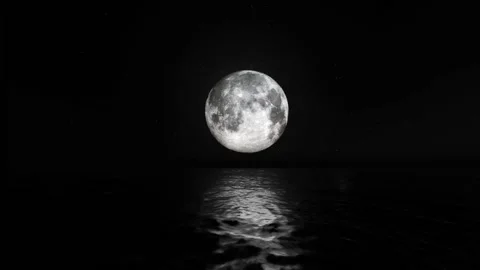 Full Moon on the Starry Sky Above the Ocean Stock Footage 86605376