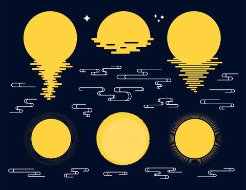 Full moon , stars, clouds, elements collection 스톡 일러스트