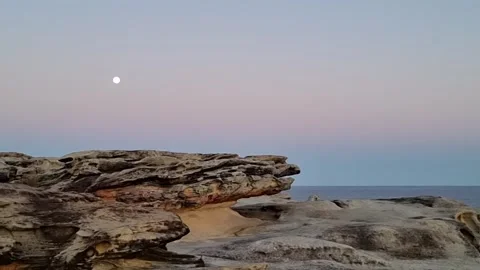 Full Moon at Sunset Stock Footage 247388077