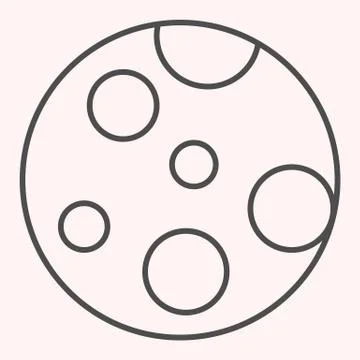 Full moon thin line icon. Planet craters on lunar surface. Astronomy vector Ilustração Stock