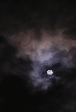 Full Moon Through Dark Night Clouds Stock Photos