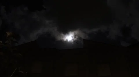 Full moon Time Lapse in a cloudy black dark night Stock Footage 49227785