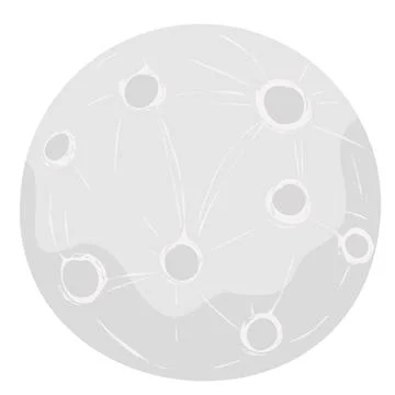 Full moon vector illustration with craters in cartoon style. Stock Illustration