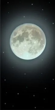 Full Moon - vertical banner with copy space. The big bright moon and stars Foto stock