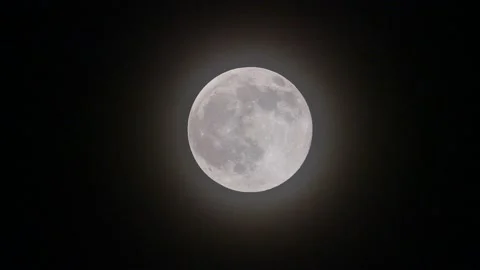 Full moon view on a misty and foggy night, night and full moon 4k video, 動画素材 188329554
