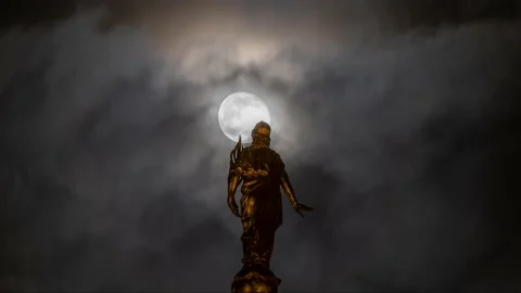 Full Moon With View Of Statue On Top Deutscer Cathedral, Berlin 스톡 동영상 147833068