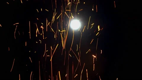 Full moon view through the flames of a bonfire. Stock Footage 151174401