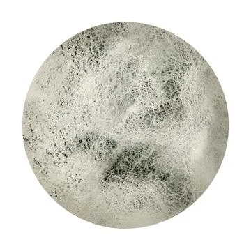 Full Moon on white isolated background. Watercolor illustration of Luna in space Ilustração Stock