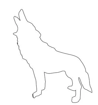 Full moon wolf howls vector line contour silhouette illustration Stock Illustration