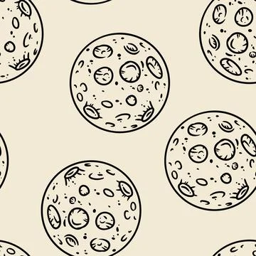 Full moons seamless border pattern. Cute cartoon sketchbook doodles wallpaper Illustrazione stock