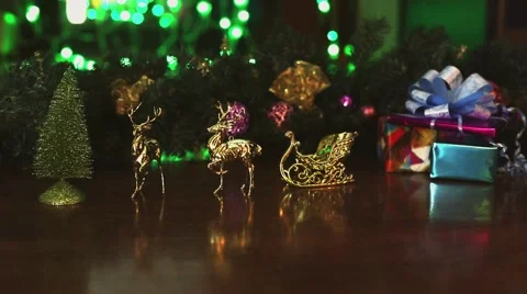 Full New Year's deer sledge statically slow blinking of post production 2.mp4 Stock Footage 56593655