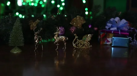 Full New Year's deer sledge statically slow blinking of no post production 2. Stock Footage 56593689