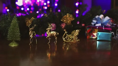 Full New Year's deer sledge statically fast blinking of post production 2.mp4 Stock Footage 56593703