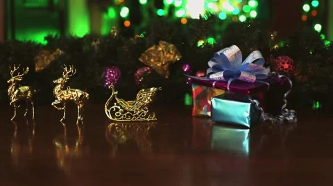Full New Year's deer sledge movement fast blinking of post production.mp4 Stock Footage 56593755