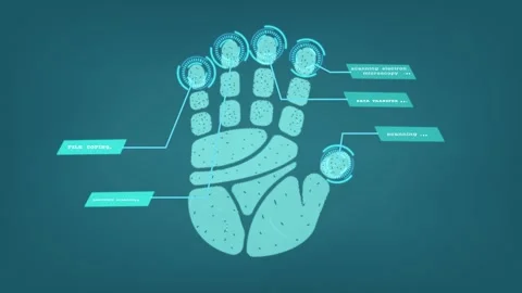 Full palm Fingerprint scan login 3D Rendering and Circle line technological  4k. Stock-Footage 244306530
