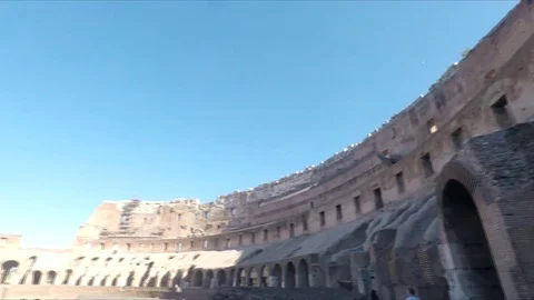 Full Panoramic shot from inside Roman Colosseum Stock Footage 82882556