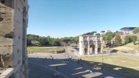 Full Panoramic shot from outside Roman Colosseum Stock Footage 82882518