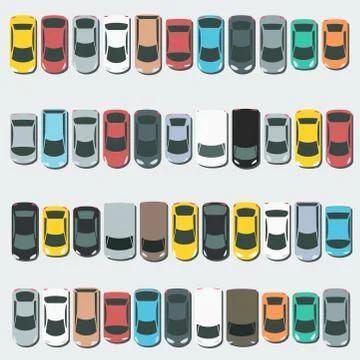 Full parking lot vector. Parked cars vector illustration. Stockillustratie