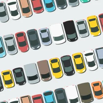 Full parking lot vector. Parked cars vector illustration. 스톡 일러스트