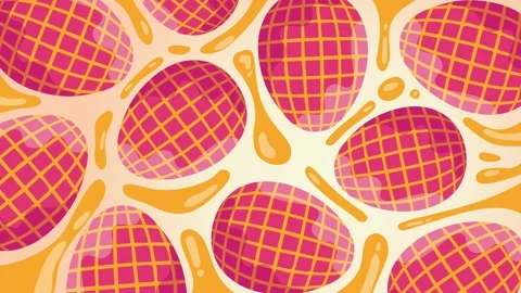 Full pattern of pink and orange easter eggs with yellow grid design Stock Footage 327518461
