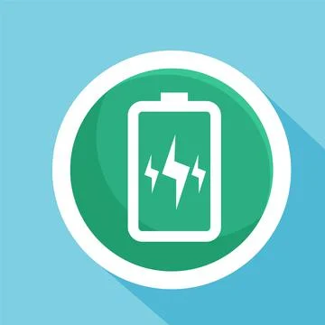 Full power battery flat icon vector illustration symbol Isolated template. Stock Illustration
