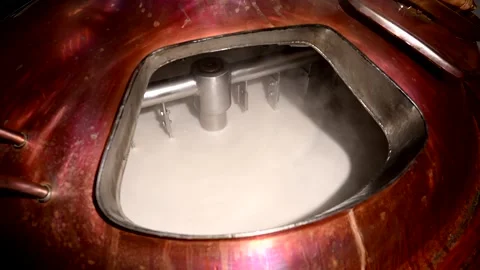 Full Process of Beer Brewing at a Private Craft Brewery in Slow Motion Stock Footage 323916487